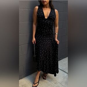 Black Polka Dot Maxi Dress